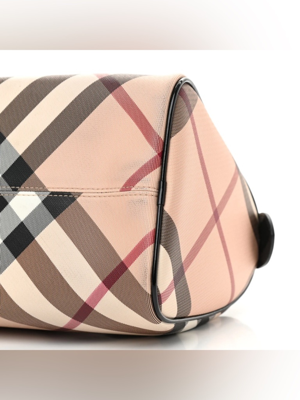 BURBERRY Supernova Check Patent Small Chester Bowling Bag Black - Picture 4 of 15